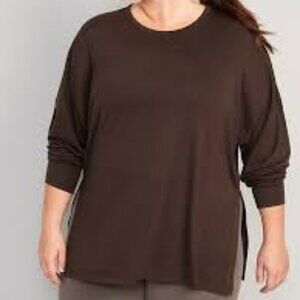 OLD NAVY Active Ultralite Long Sleeve Tunic Brown Espresso Size 3X
